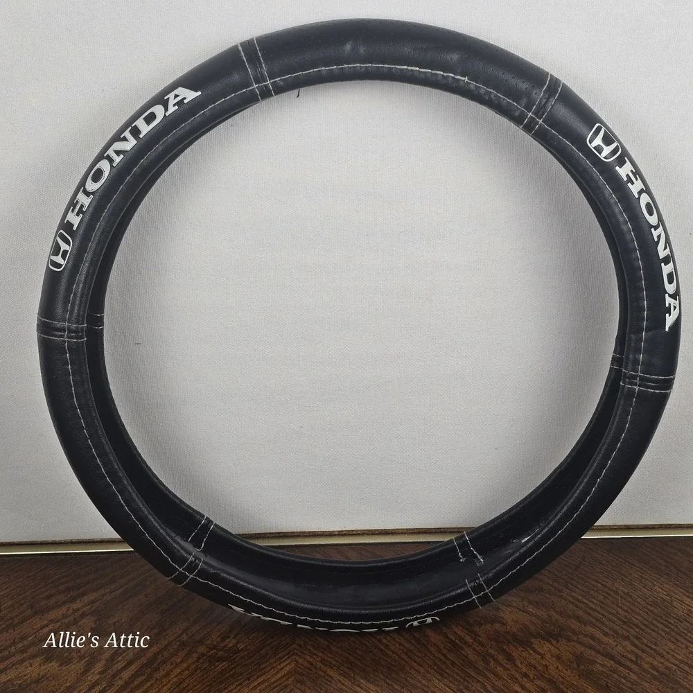 Honda Steering Wheel Cover Black Faux Leather Slip On Official Licensed Product